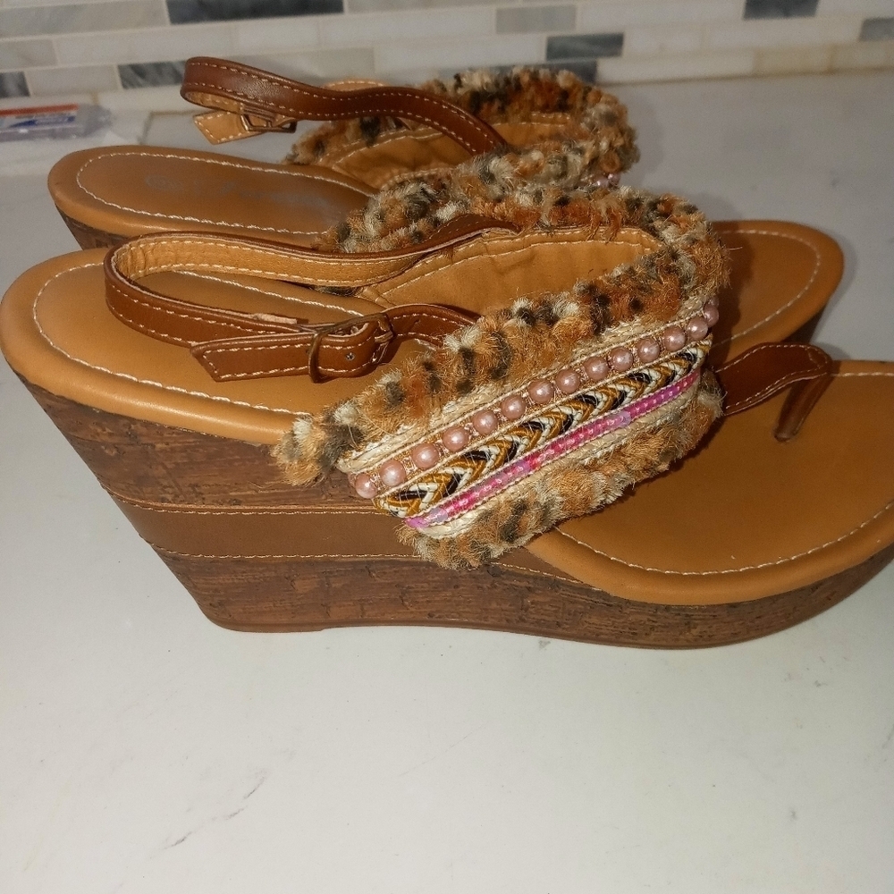 Forever Bellevue cork wedge slip on Thong Summery Fashion Sandals
